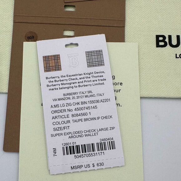 Burberry Super Exploded Check Large Zip Around Wallet Taupe Brown 8084560 - Picture 7 of 8